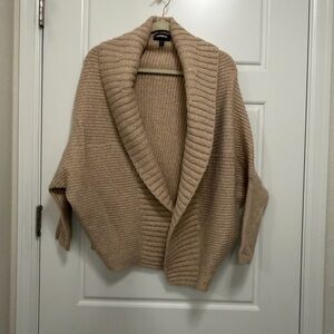 Express Beige Ribbed Open Cardigan
